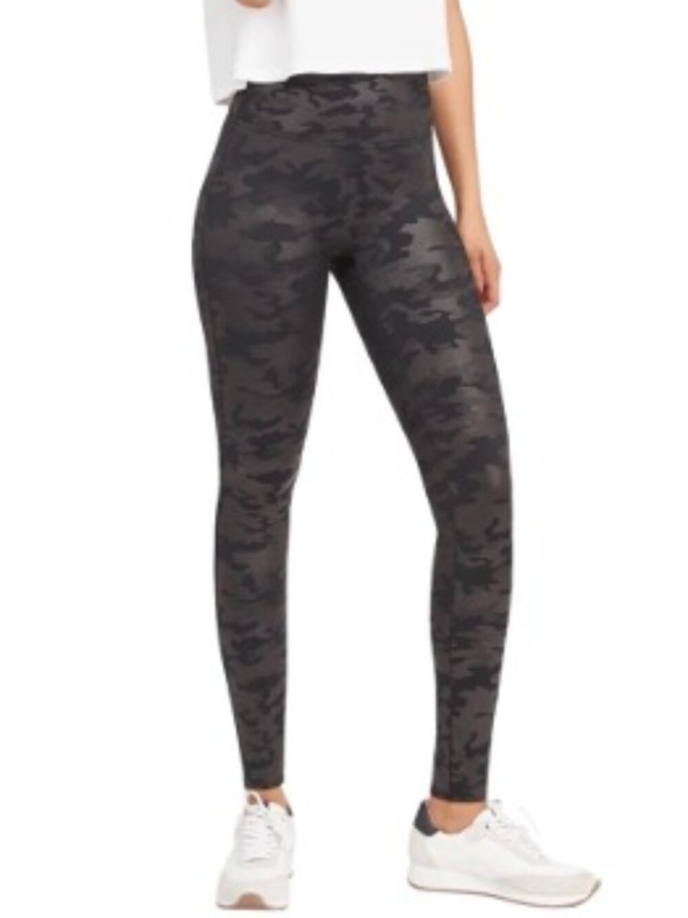 SPANX Black and Gray Metallic Camo High Waisted Leggings size L